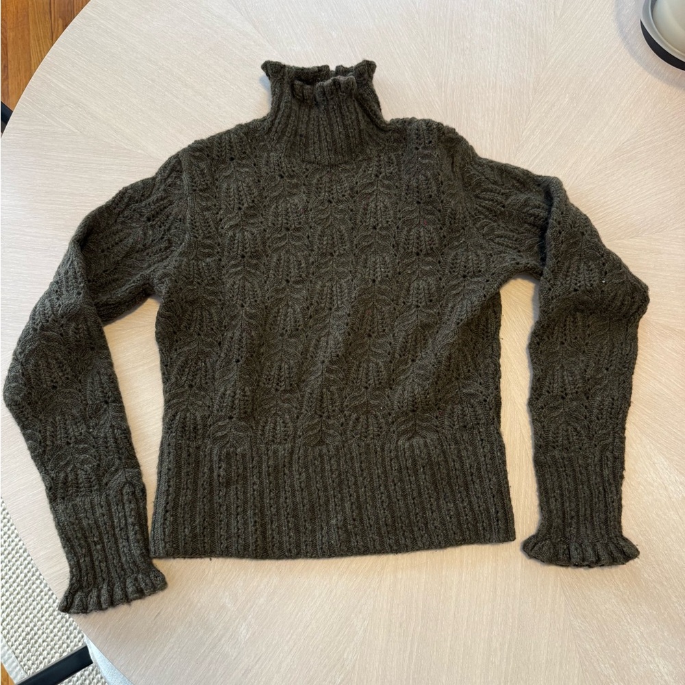Ralph Lauren Dark Brown Cable Knit Turtleneck Sweater